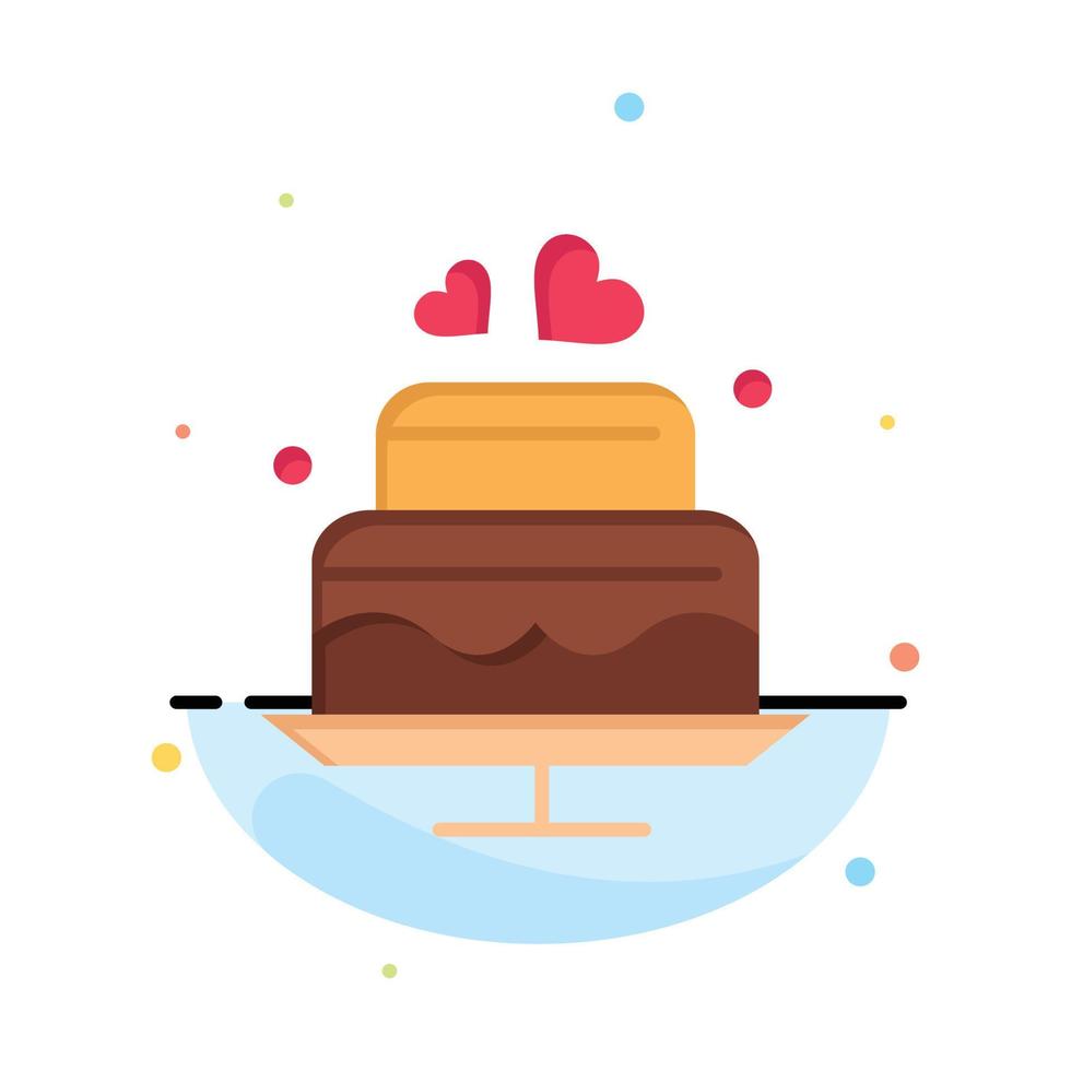 Cake Love Heart Wedding Business Logo Template Flat Color vector