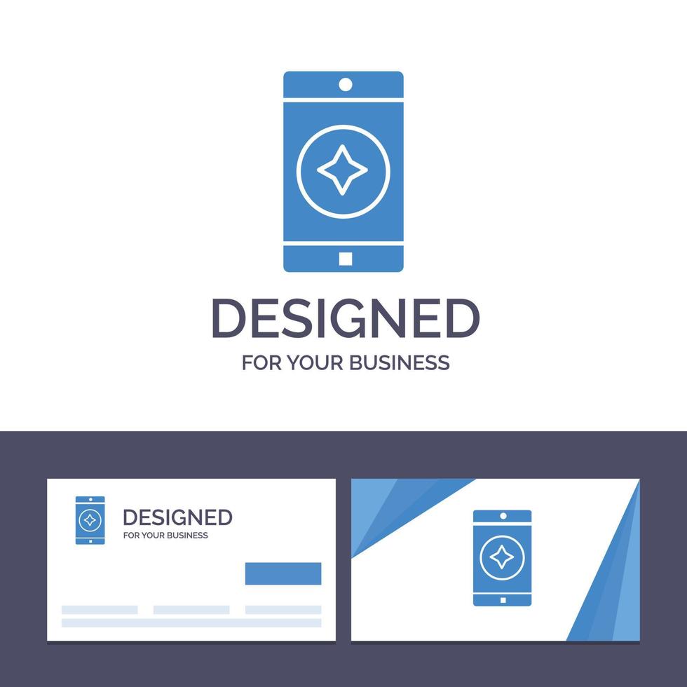 tarjeta de visita creativa y plantilla de logotipo aplicación móvil móvil favorita vector illustrati