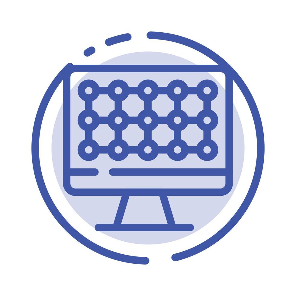 Computer Technology Hardware Blue Dotted Line Line Icon vector