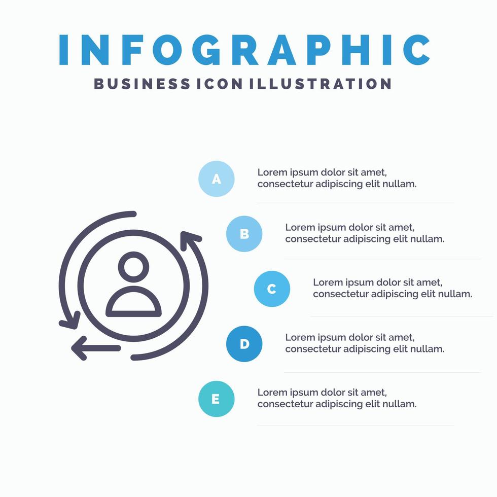 Digital Marketing Remarketing Line icon with 5 steps presentation infographics Background vector
