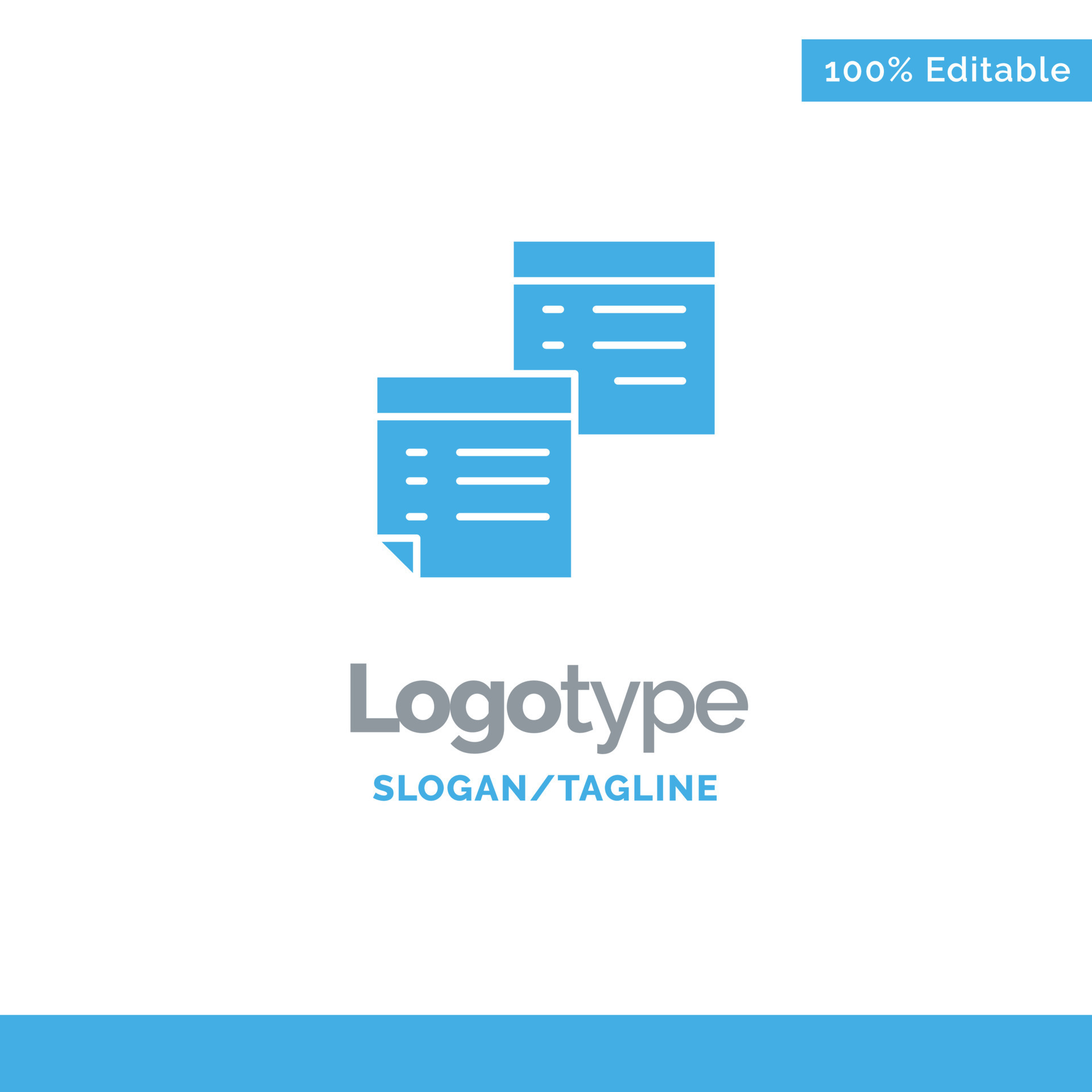 Sticky files note notes office pages paper blue solid logo template