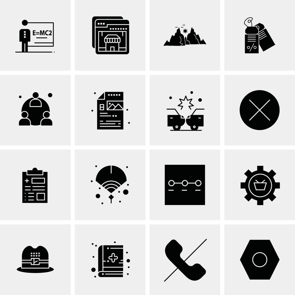 16 iconos de negocios universales vector ilustración de icono creativo para usar en proyectos relacionados con la web y dispositivos móviles