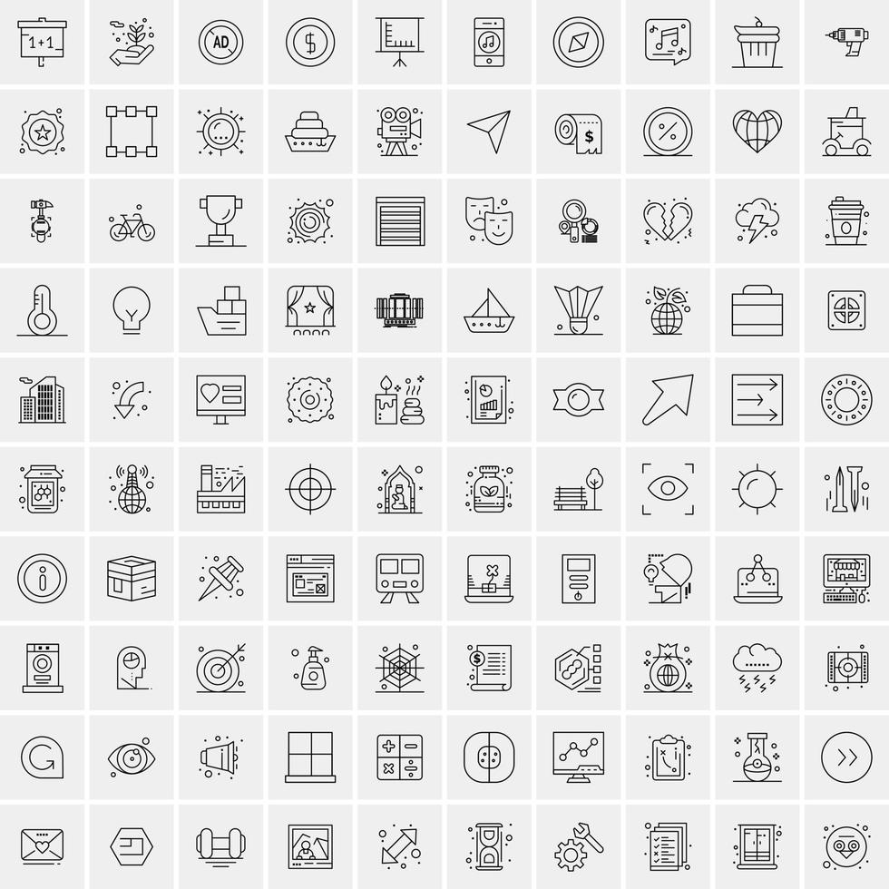 Set of 100 Creative Business Line Icons vector