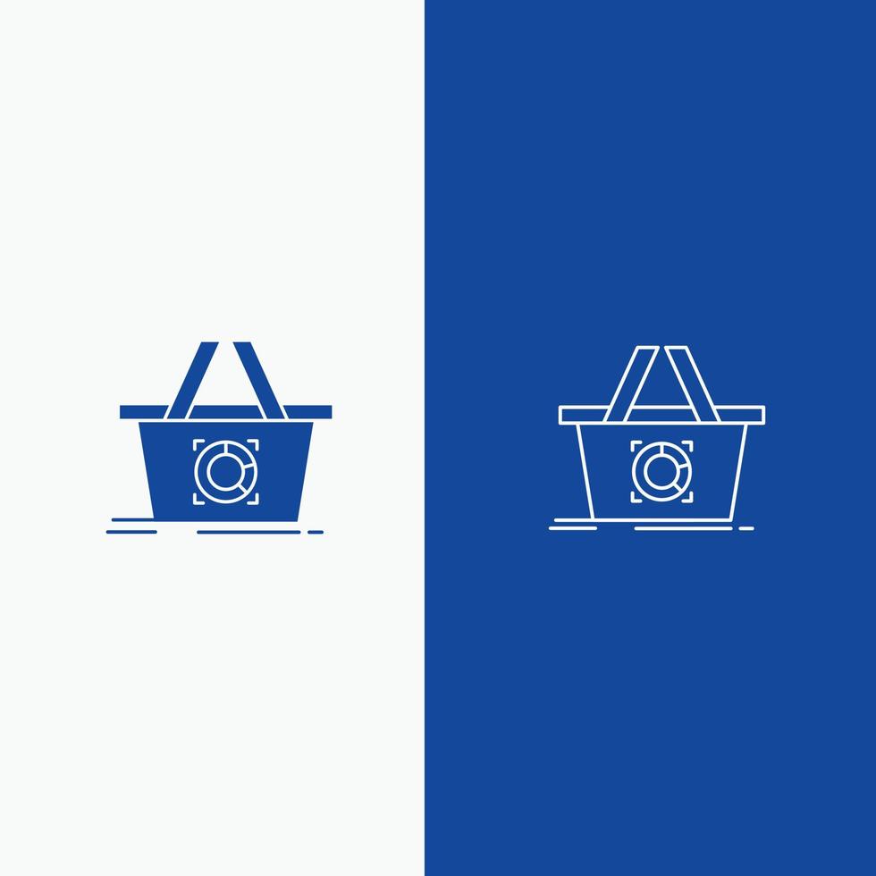 Cart Add To Cart Basket Shopping Line and Glyph Solid icon Blue banner Line and Glyph Solid icon Blu vector