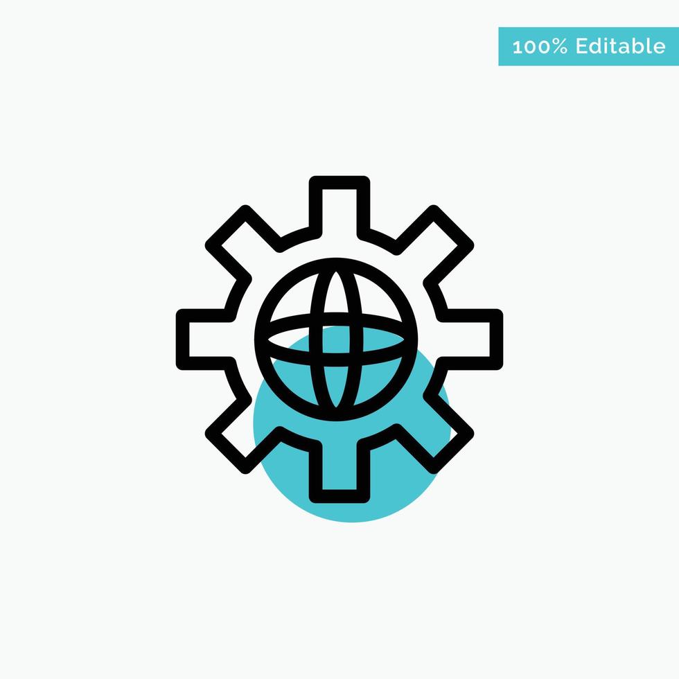 World Globe Setting Technical turquoise highlight circle point Vector icon