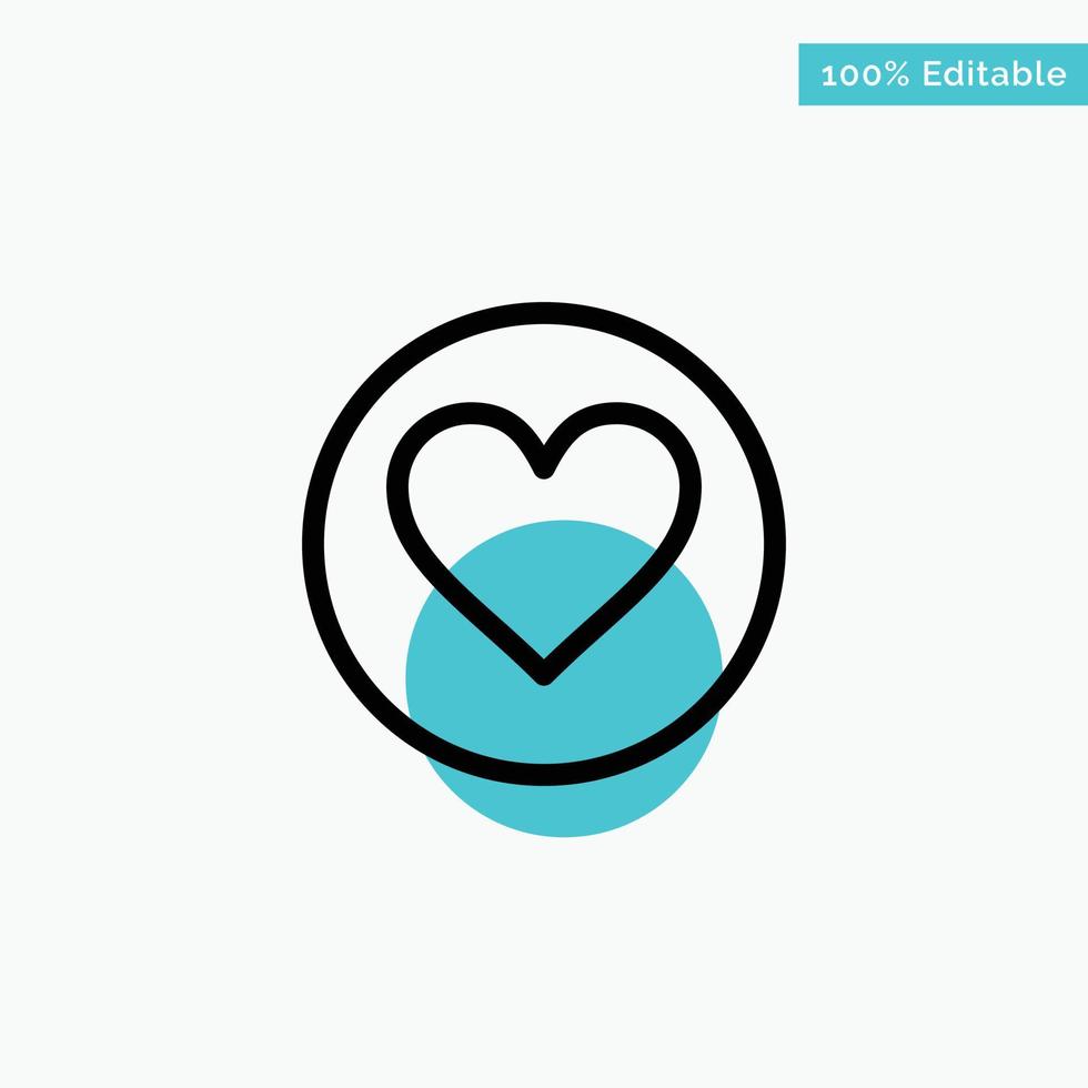 Love Heart Favorite Crack turquoise highlight circle point Vector icon