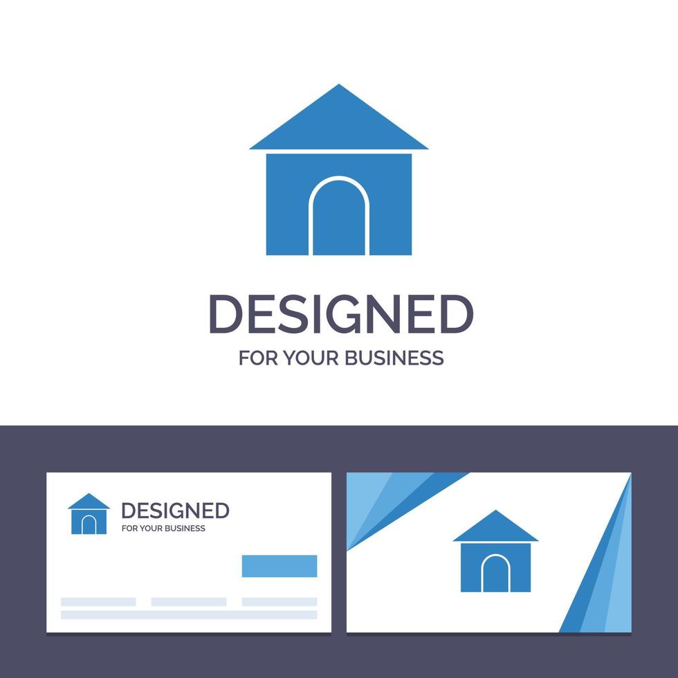 tarjeta de visita creativa y plantilla de logotipo edificio manguera casa tienda vector ilustración