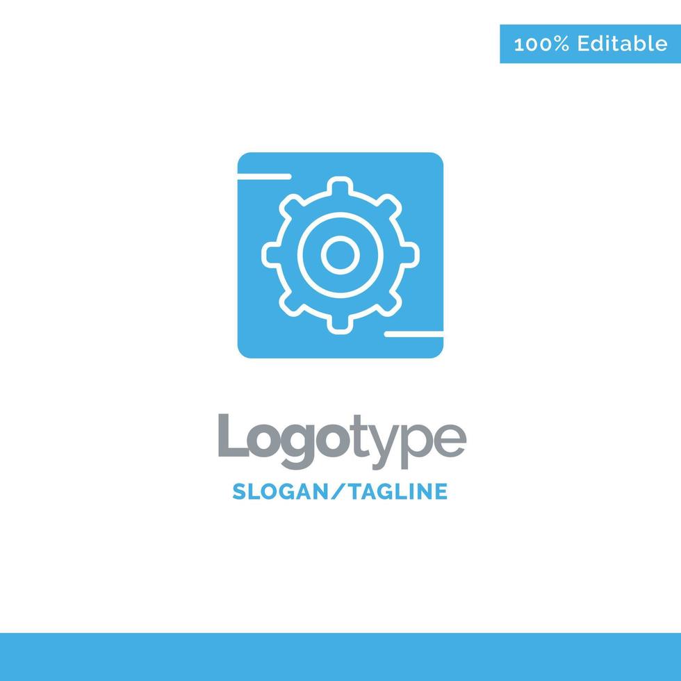 Gear Setting Box Blue Solid Logo Template Place for Tagline vector