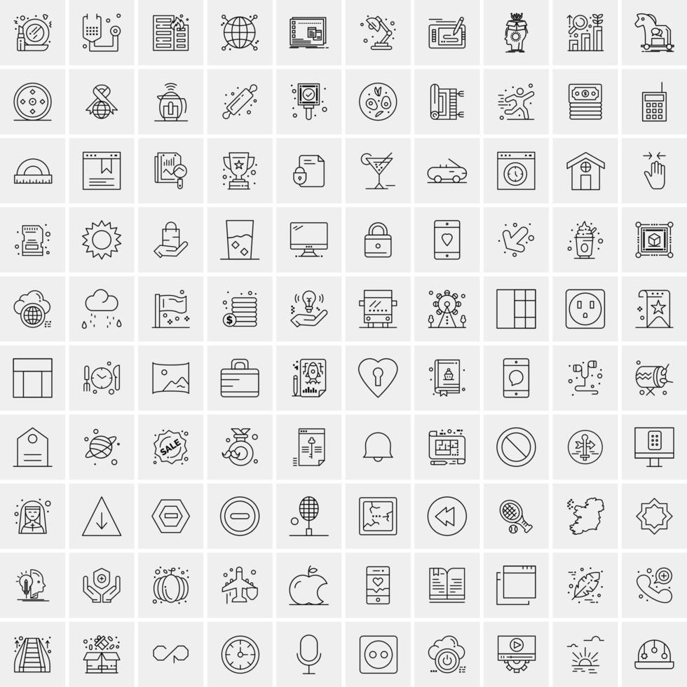 100 Line icon pack Universal vector