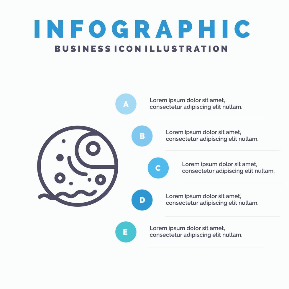 Distant Gas Giant Planet Line icon with 5 steps presentation infographics Background vector