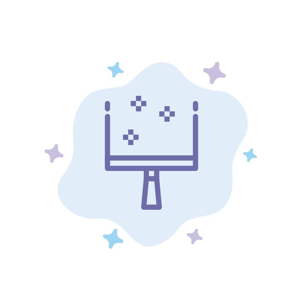 Broom Dustpan Sweep Blue Icon on Abstract Cloud Background vector