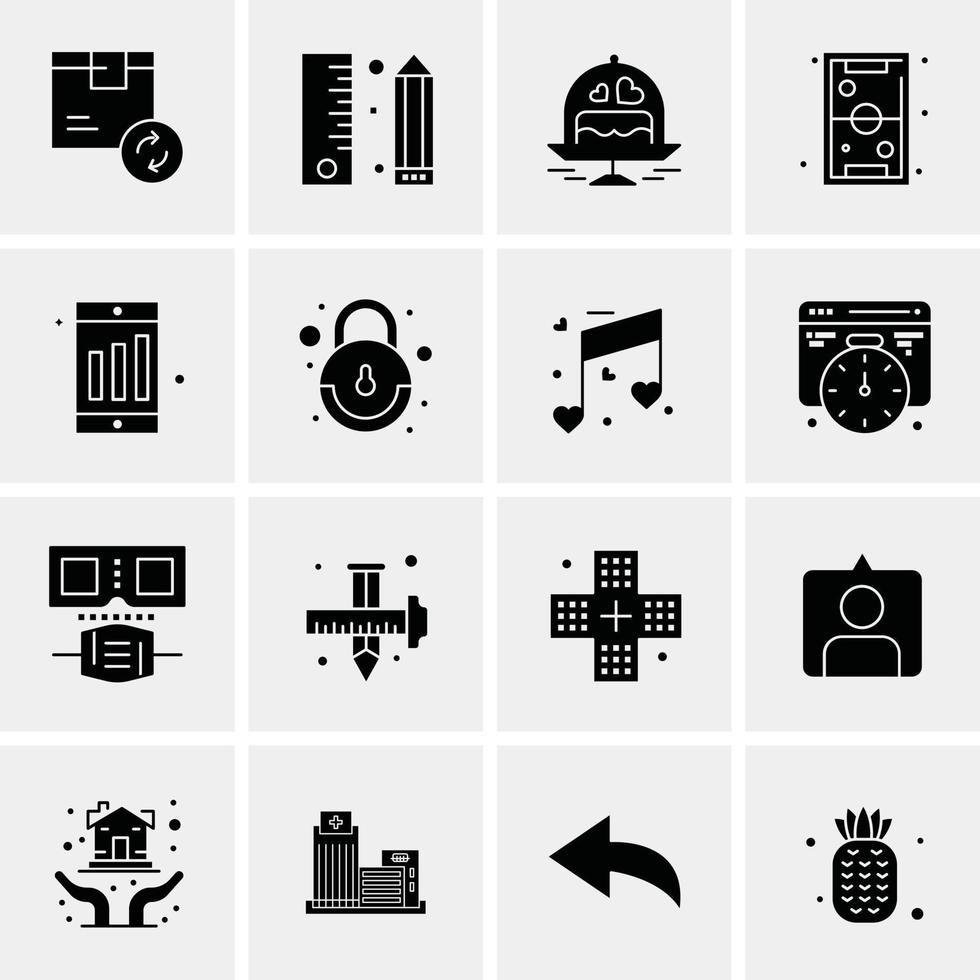 16 iconos de negocios universales vector ilustración de icono creativo para usar en proyectos relacionados con la web y dispositivos móviles