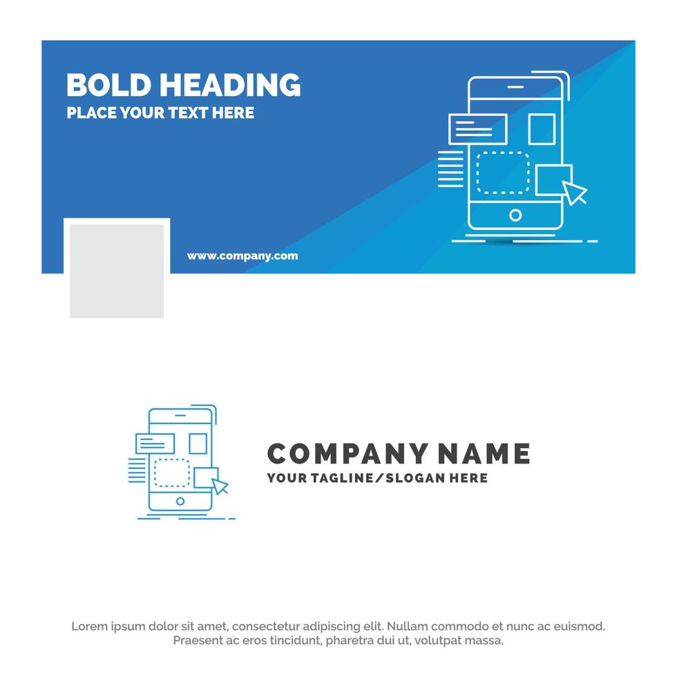 Blue Business Logo Template for drag. mobile. design. ui. ux. Facebook Timeline Banner Design. vector web banner background illustration