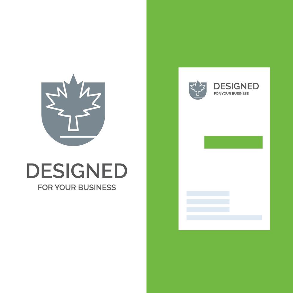 Security Leaf Canada Shield Grey Logo Design and Business Card Template vector