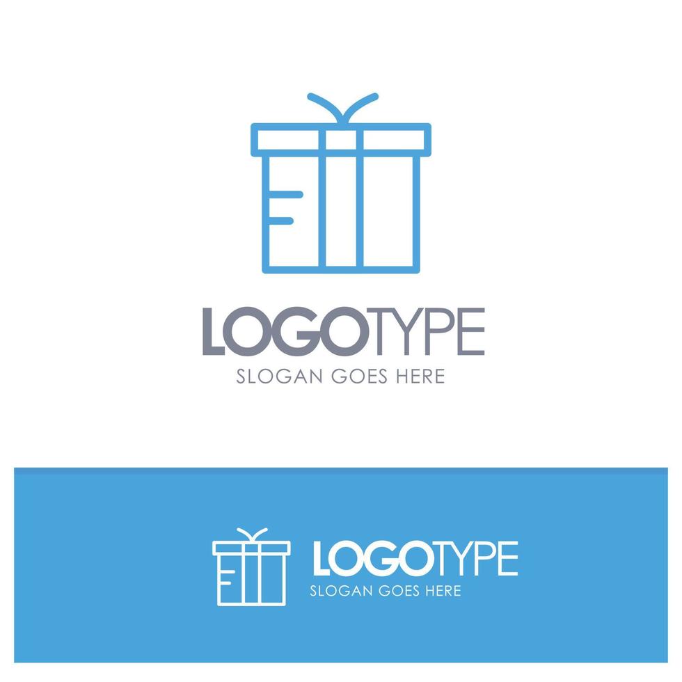 Box Logistic Gift Global Blue Outline Logo Place for Tagline vector