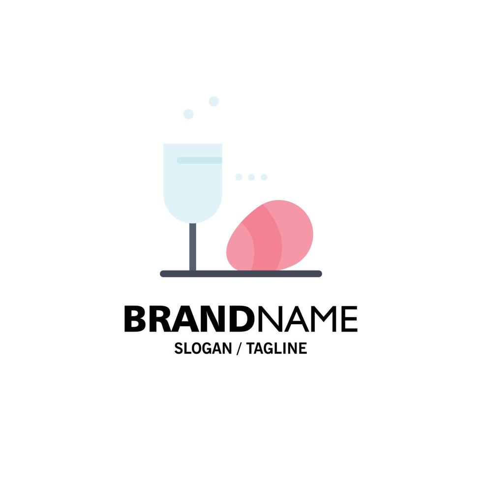 Glass Egg Easter Drink Business Logo Template Flat Color vector