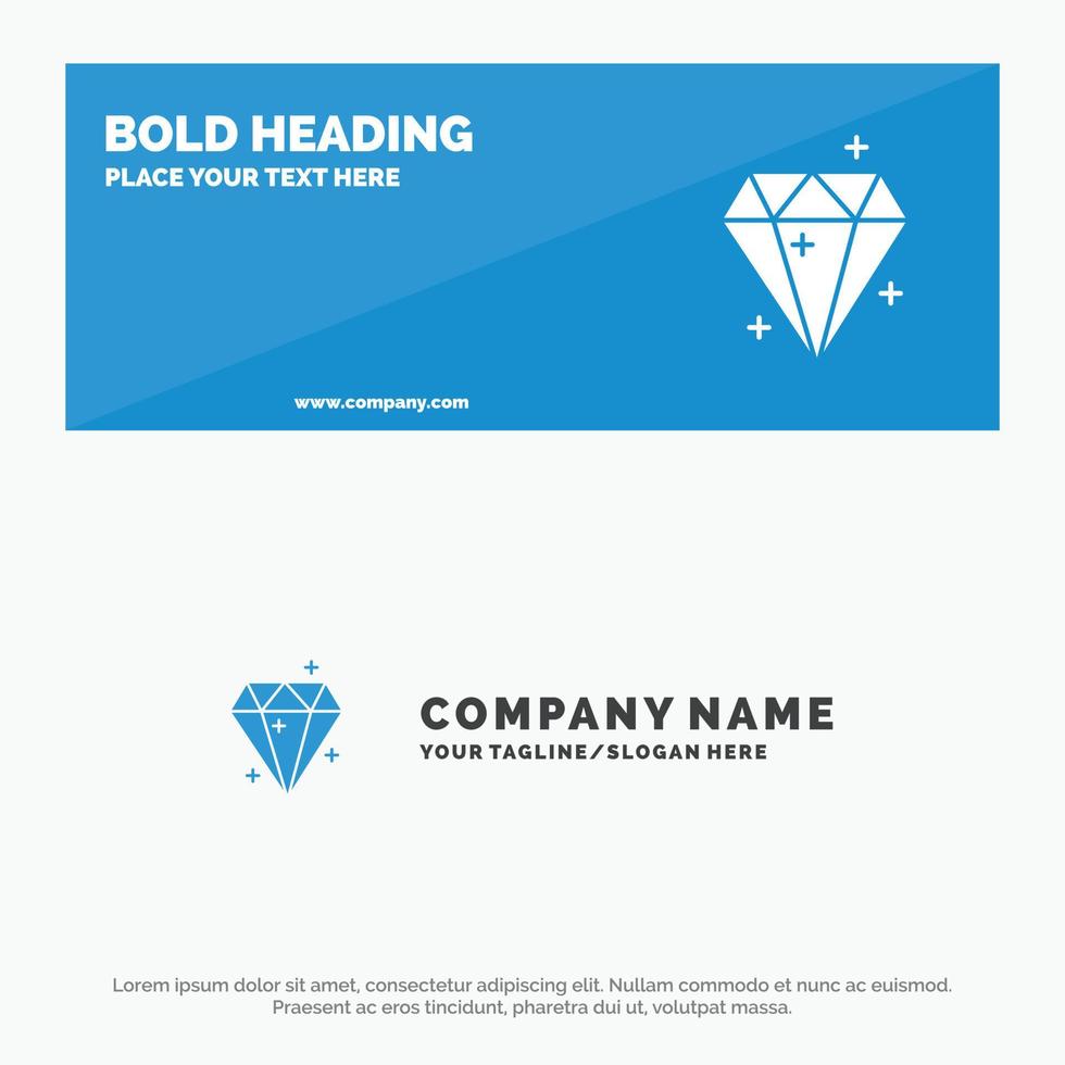 premio de éxito de cristal de diamante icono sólido banner de sitio web y plantilla de logotipo de empresa vector