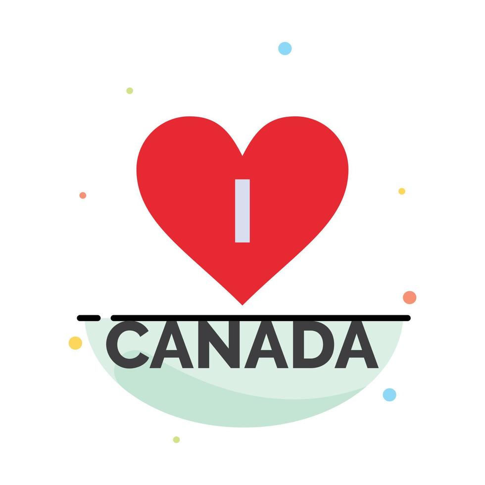 Love Heart Canada Abstract Flat Color Icon Template vector