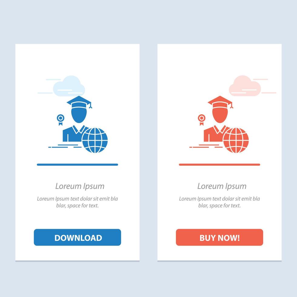 Graduation Avatar Graduate Scholar  Blue and Red Download and Buy Now web Widget Card Template vector