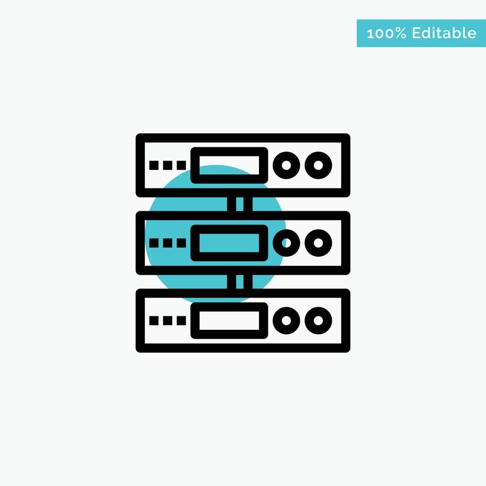 servidor datos almacenamiento nube archivos turquesa resaltar círculo punto vector icono