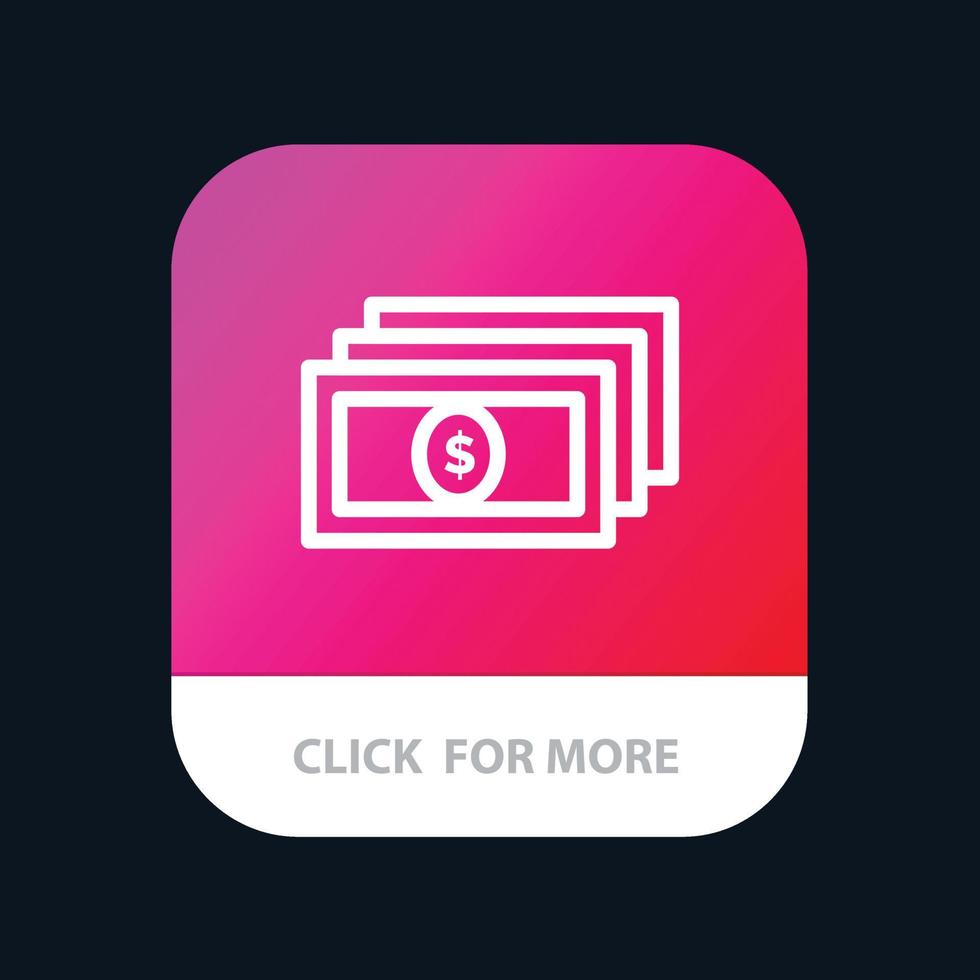 Dollar Money Cash Mobile App Button Android and IOS Line Version vector