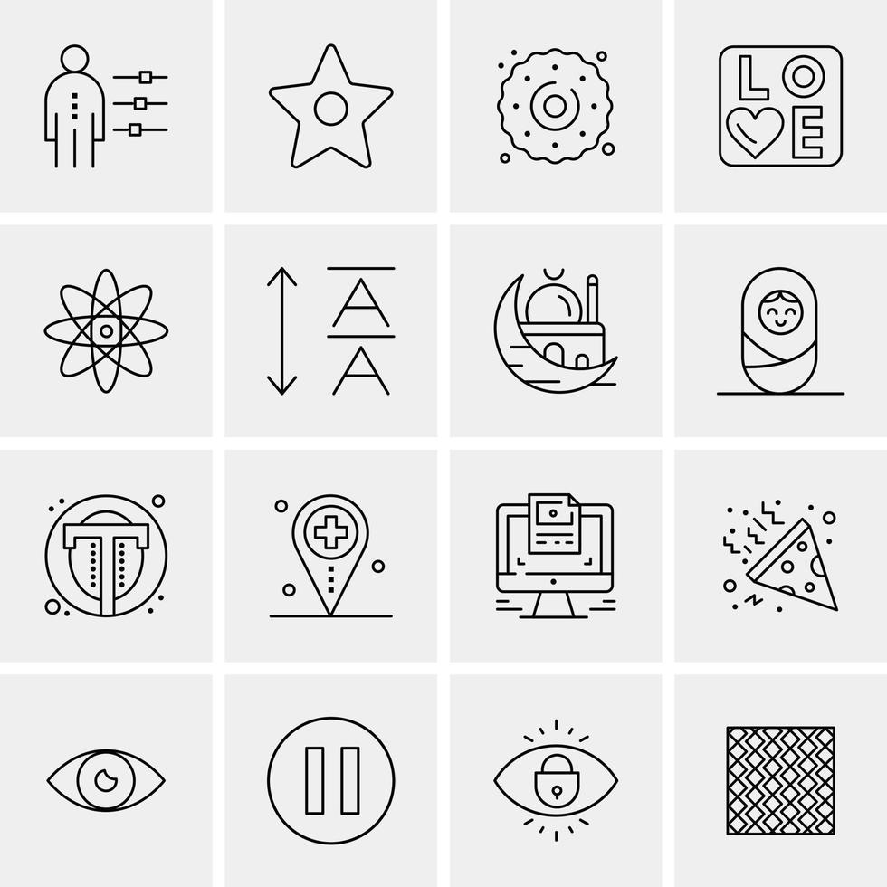 16 iconos universales de negocios vector ilustración de icono creativo para usar en proyectos relacionados con la web y dispositivos móviles