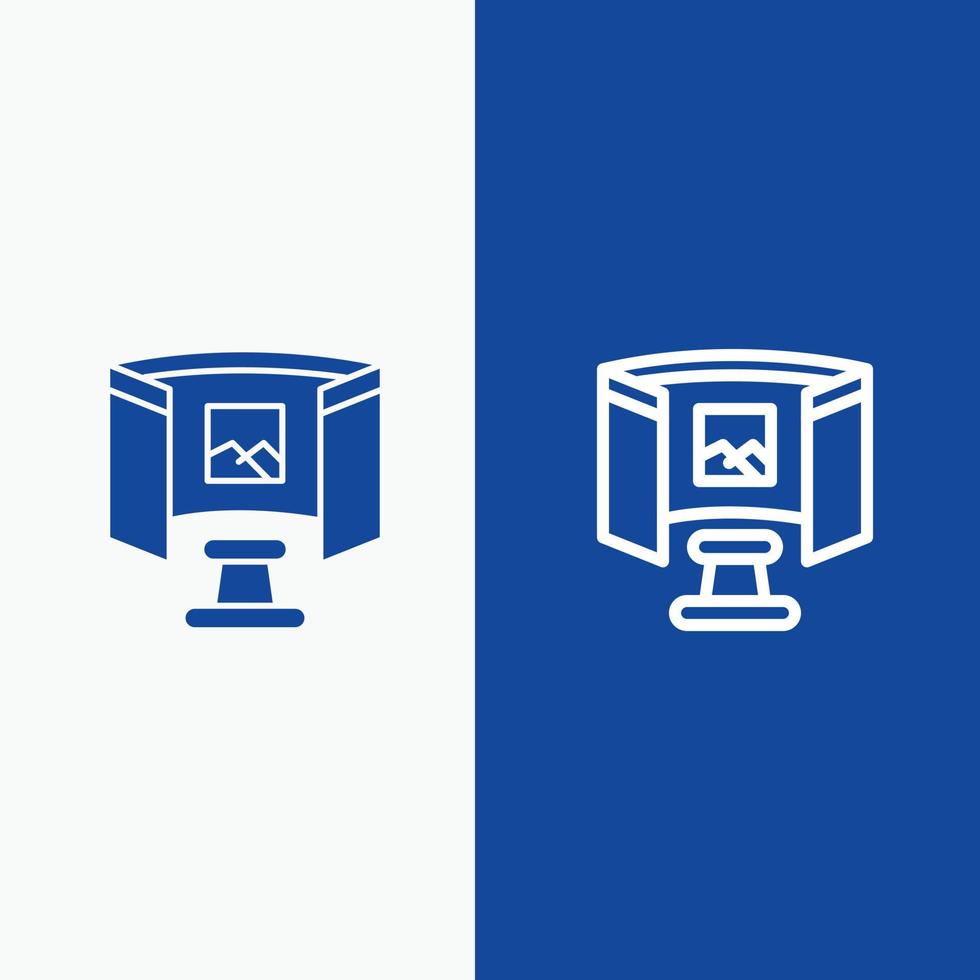 Future Glasses Science Technology Line and Glyph Solid icon Blue banner Line and Glyph Solid icon Bl vector