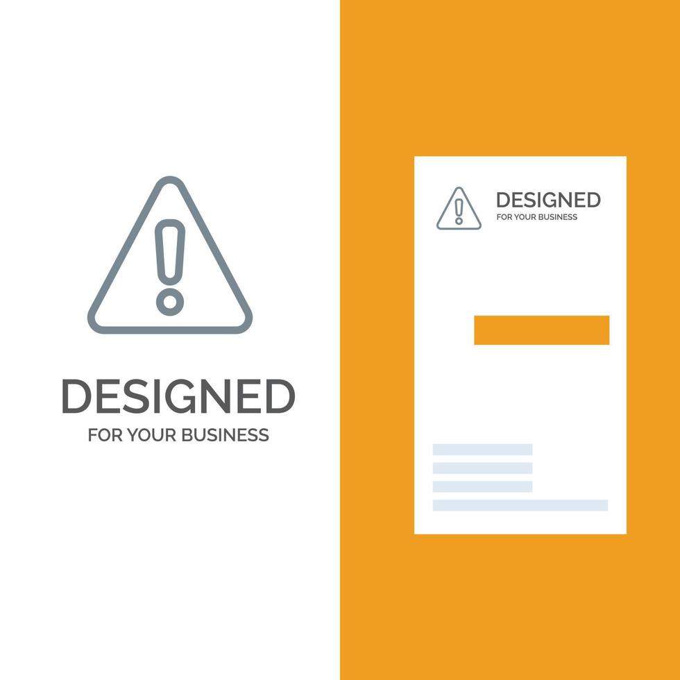 alerta peligro señal de advertencia diseño de logotipo gris y plantilla de tarjeta de visita vector