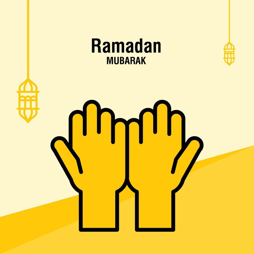 Ramadan kareem greeting template islamic crescent and arabic lantern vector illustration