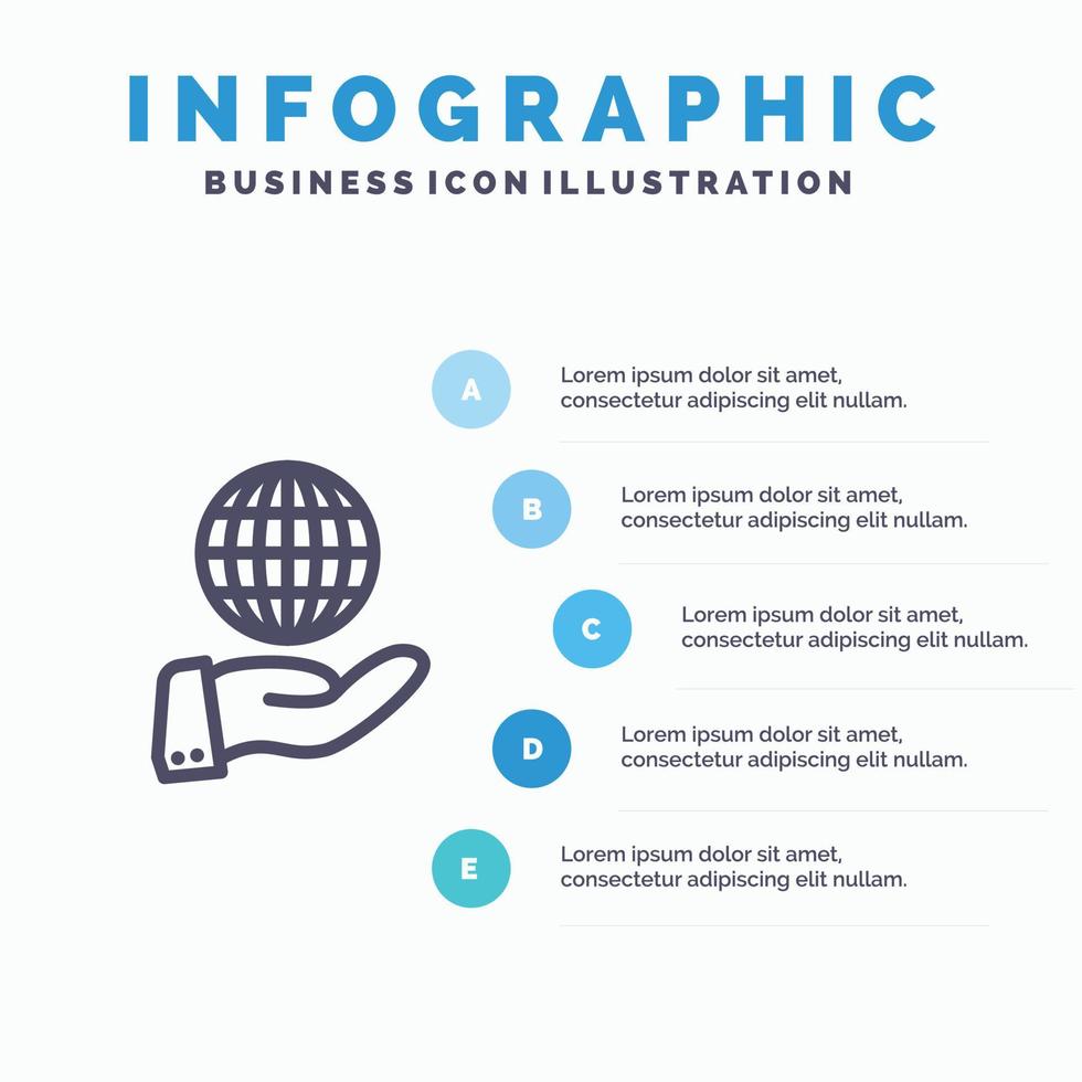 Business Global Modern Services Line icon with 5 steps presentation infographics Background vector