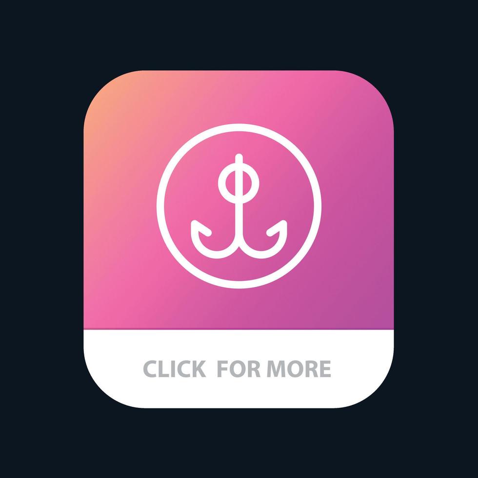 Decoy Fishing Hook Sport Mobile App Button Android and IOS Line Version vector