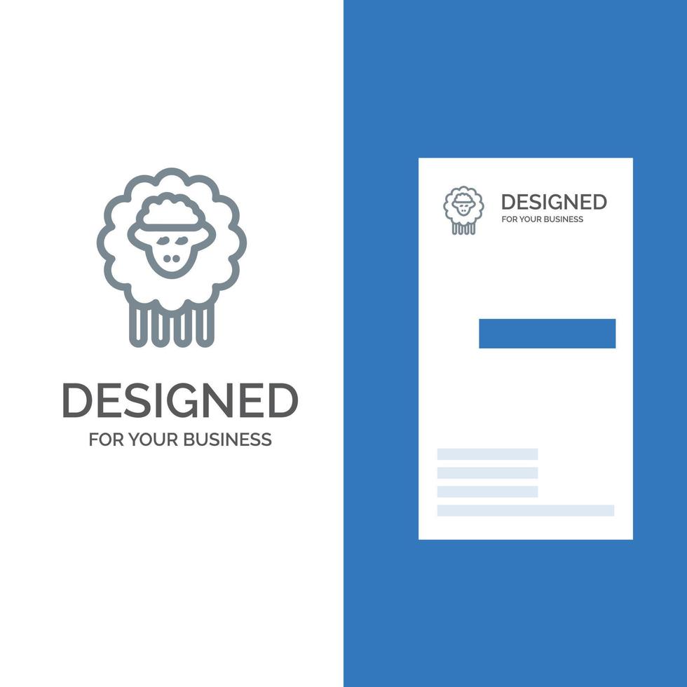 Mutton Ram Sheep Spring Grey Logo Design and Business Card Template vector