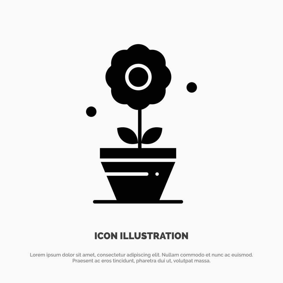 Plant Growth Flower Solid Black Glyph Icon vector
