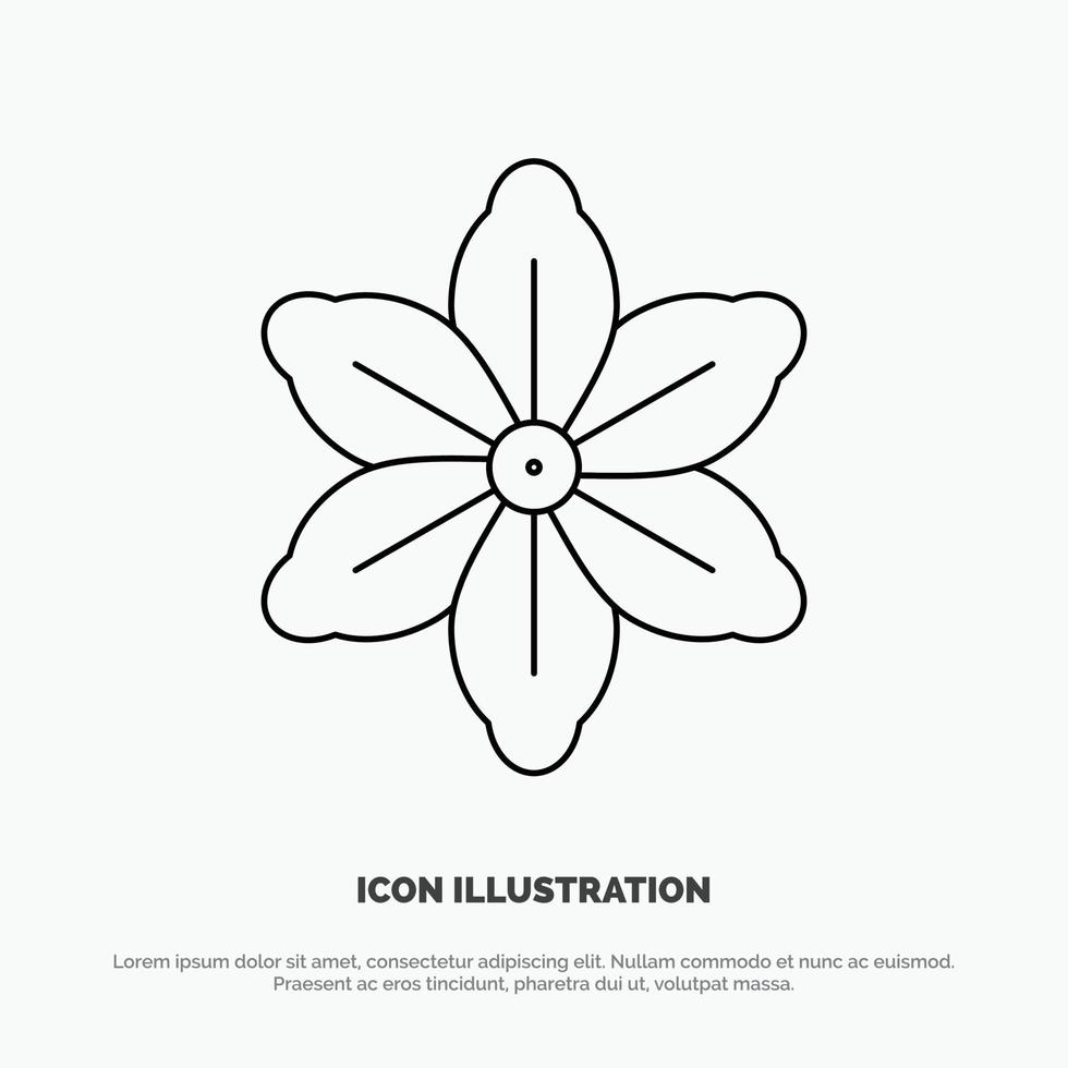 Flower Floral Nature Spring Line Icon Vector