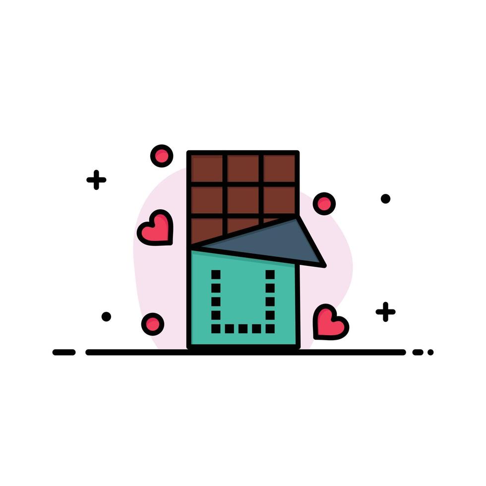 Chocolate Love Food Sweet Business Logo Template Flat Color vector
