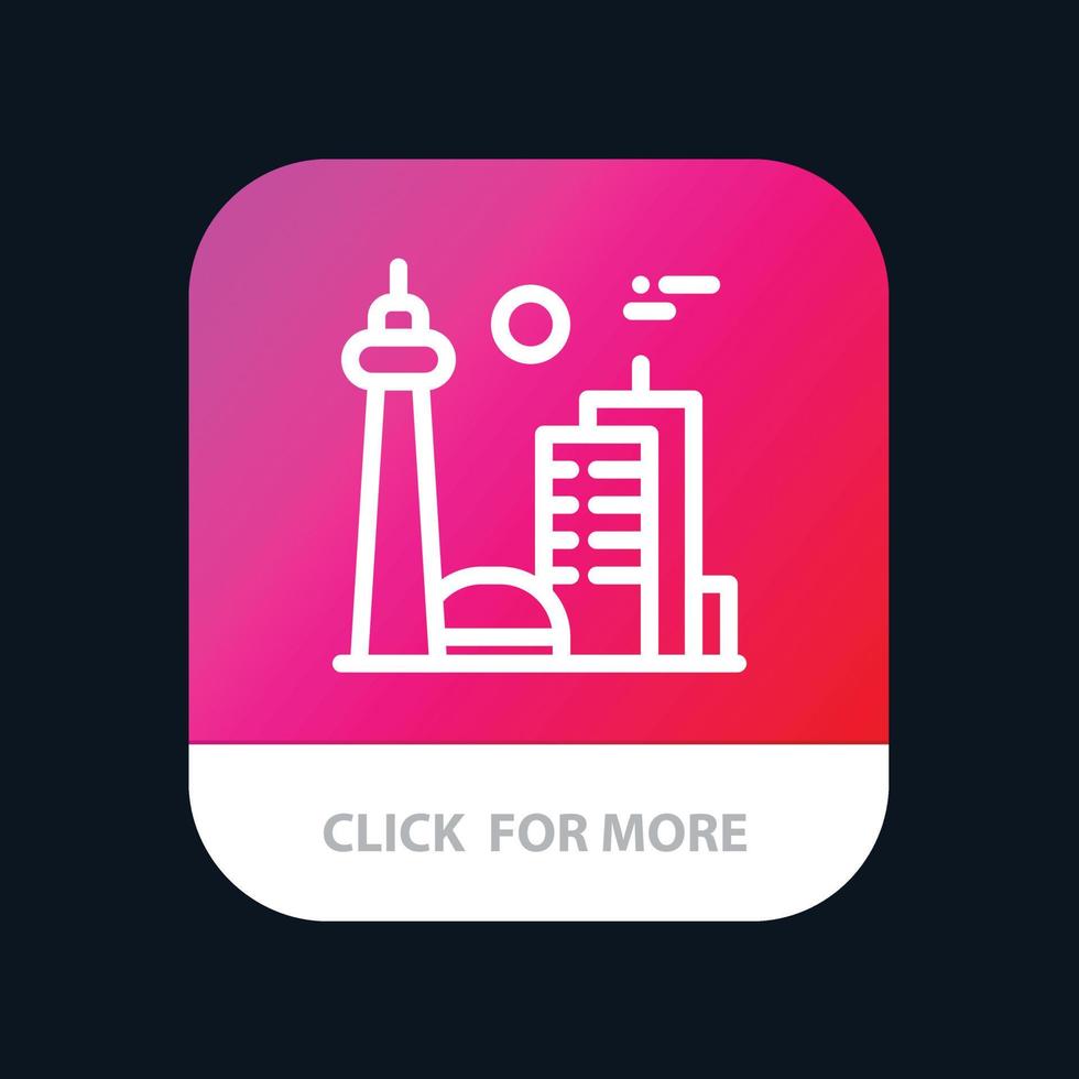 Building Canada City Famous City Toronto Mobile App Button Android and IOS Line Version vector