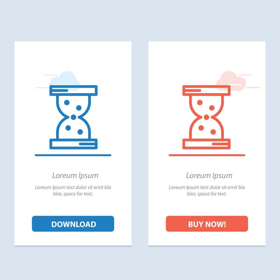 Glass Hour Watch  Blue and Red Download and Buy Now web Widget Card Template vector