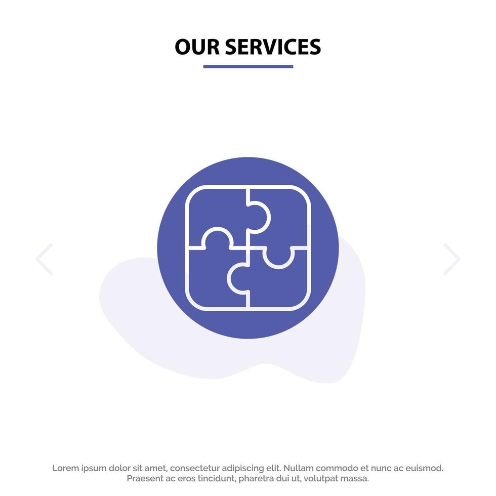 Our Services Management Plan Planning Solution Solid Glyph Icon Web card Template vector