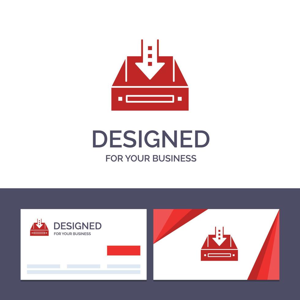 tarjeta de visita creativa y plantilla de logotipo bandeja de entrada caja gabinete documento proyecto vacío vector illustrati