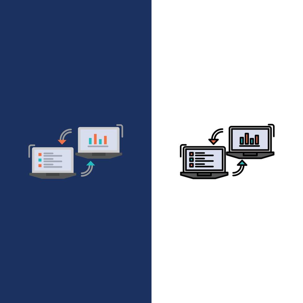 Exchange Business Completers Connection Data Information  Icons Flat and Line Filled Icon Set Vector