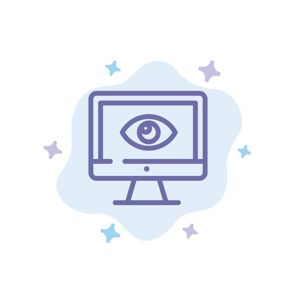 Monitor Online Privacy Surveillance Video Watch Blue Icon on Abstract Cloud Background vector