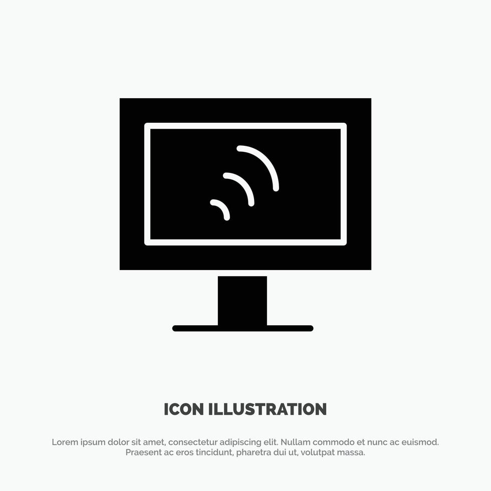 Computer Wifi Service solid Glyph Icon vector