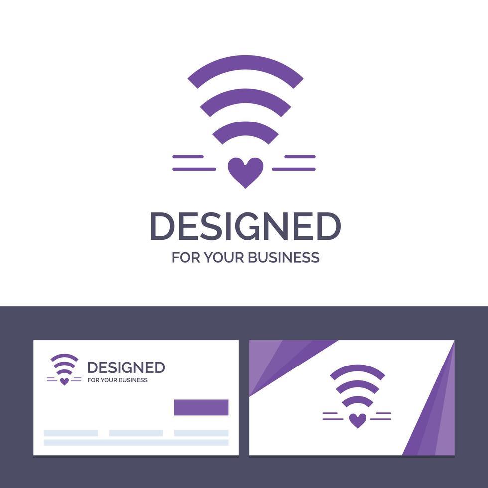tarjeta de visita creativa y plantilla de logotipo wifi amor boda corazón vector ilustración