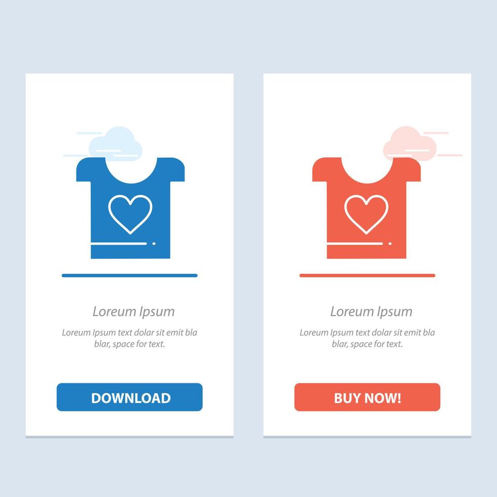 ropa amor corazón boda azul y rojo descargar y comprar ahora plantilla de tarjeta de widget web vector