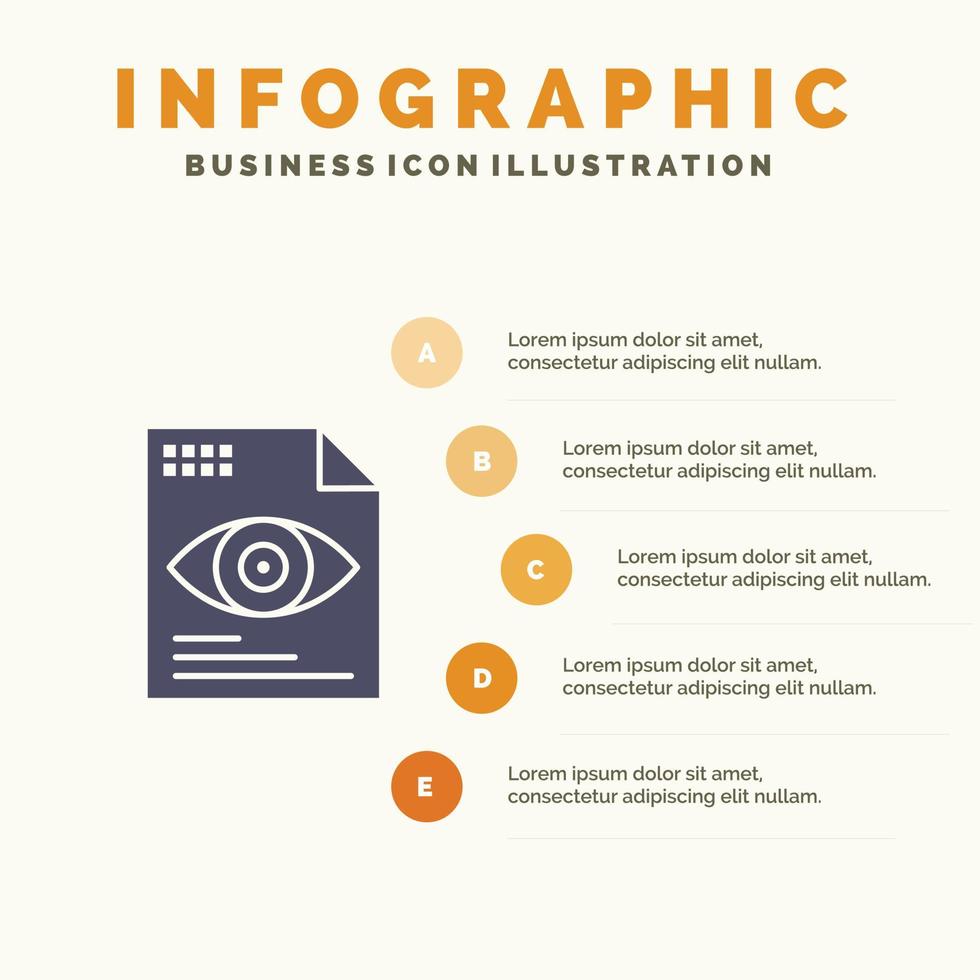 File Text Eye Computing Infographics Presentation Template 5 Steps Presentation vector