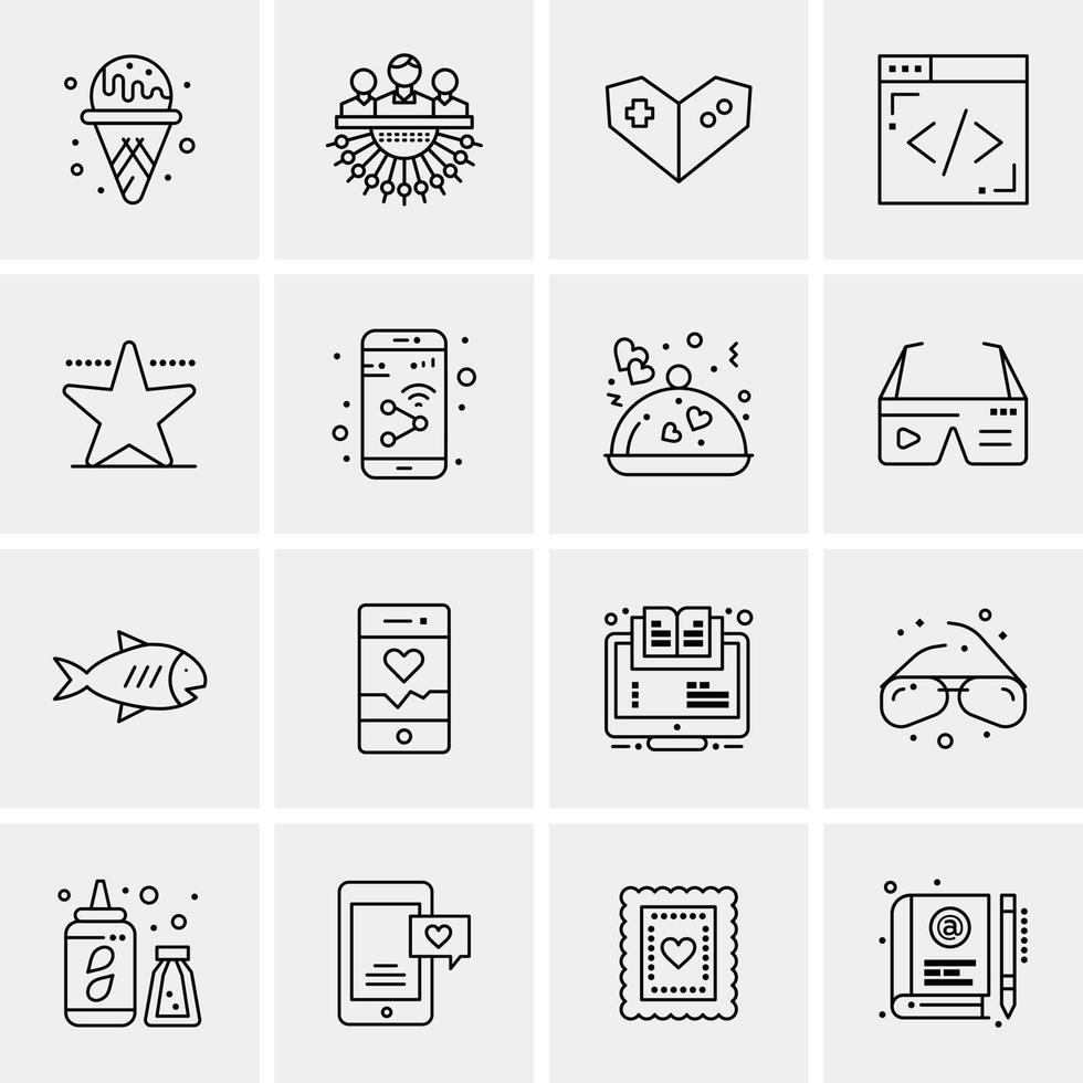 16 iconos universales de negocios vector ilustración de icono creativo para usar en proyectos relacionados con la web y dispositivos móviles