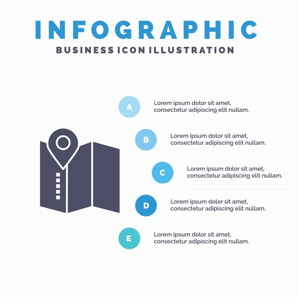 Location Map Service Pin Infographics Presentation Template 5 Steps Presentation vector