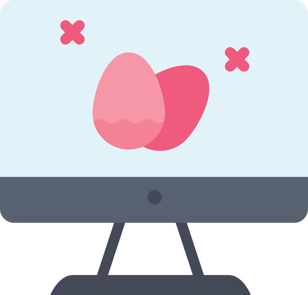 Monitor Screen Egg Easter  Flat Color Icon Vector icon banner Template