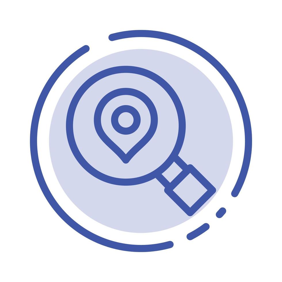 Research Search Map Location Blue Dotted Line Line Icon vector