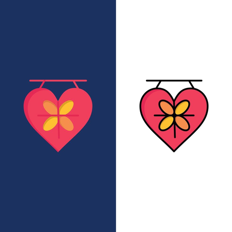Board Love Heart Wedding  Icons Flat and Line Filled Icon Set Vector Blue Background